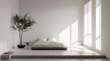 Minimalist bedroom promoting relaxation and calm photo