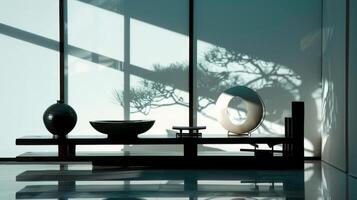 Silhouette of minimalist furnishings creating a sense of harmony and balance photo