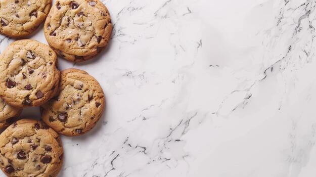 Freshly baked cookies rotating with space for text overlay photo