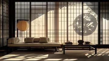 Silhouette of carefully arranged furnishings creating a sense of tranquility photo