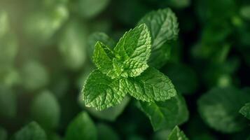Clean and modern spin of a piece of mint verbena photo
