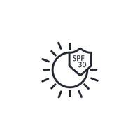 SPF 30 icon. .Editable stroke.linear style sign for use web design,logo.Symbol illustration. vector