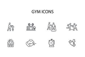 Gym and fitness icon set..Editable stroke.linear style sign for use web design,logo.Symbol illustration. vector