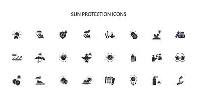 Sun protection icon set..Editable stroke.linear style sign for use web design,logo.Symbol illustration. vector