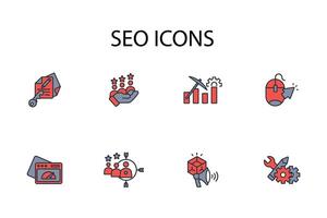 SEO icon set..Editable stroke.linear style sign for use web design,logo.Symbol illustration. vector