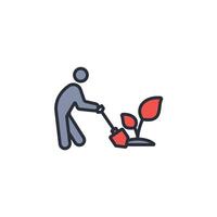 gardener man icon. .Editable stroke.linear style sign for use web design,logo.Symbol illustration. vector