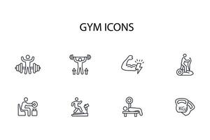 Gym and fitness icon set..Editable stroke.linear style sign for use web design,logo.Symbol illustration. vector