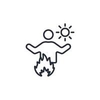 Sunburn icon. .Editable stroke.linear style sign for use web design,logo.Symbol illustration. vector