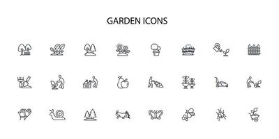 garden icon set..Editable stroke.linear style sign for use web design,logo.Symbol illustration. vector
