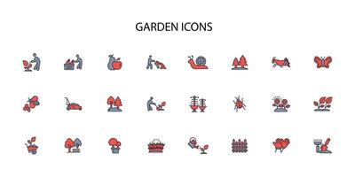 garden icon set..Editable stroke.linear style sign for use web design,logo.Symbol illustration. vector