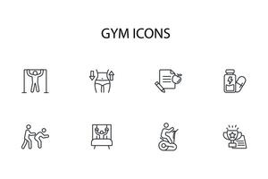 Gym and fitness icon set..Editable stroke.linear style sign for use web design,logo.Symbol illustration. vector