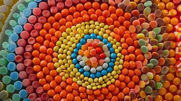 Circular layout of rotating candies forming a circular pattern photo