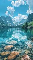 Crystal-clear lakes reflecting towering peaks photo