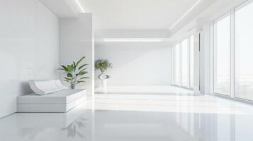 Spacious interior decor highlighting minimalist style and sophistication, ready for your text photo