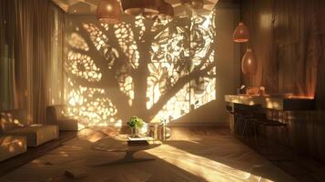 Evocative shadow play adding depth and dimension to interior decor photo