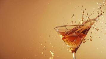 Glass of cocktail spinning with empty space for text overlay photo
