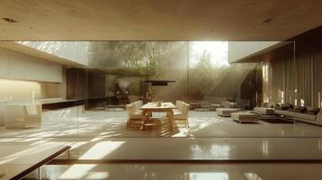 Minimalist dining space with emphasis on clean lines photo