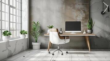 Contemporary workspace with ample copy space for text photo