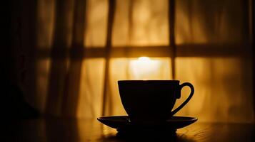 Embracing darkness a silhouette portrayal of a comforting cup of coffee photo