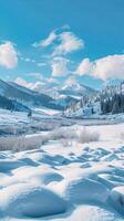 Serene mountain meadows blanketed in snow photo