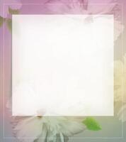 Botanical card with a floral pattern of white peonies on a colored background and space for text photo