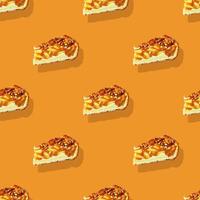 Seamless pattern with isolated appetizing piece of apple pie with pecans photo