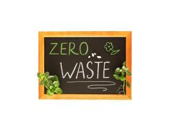 Isolated school board with the chalk text zero waste on a white background photo