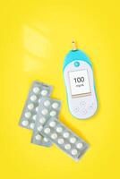 The concept of life without diabetes and a good blood sugar level photo