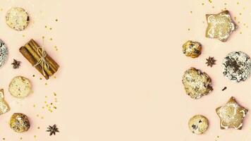 Whinter holidays banner with home made christmas cookies and copy space photo