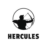 hercules archer logo design concept idea with label circle vector
