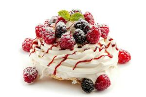 Pavlova isolated on a white background photo