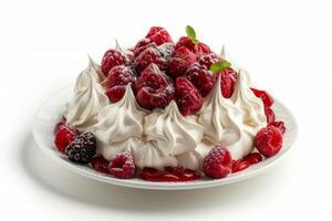 Pavlova isolated on a white background photo