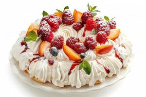 Pavlova isolated on a white background photo