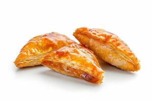 Baklava isolated on white background. Baklava with meat and cheese. photo