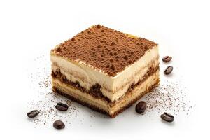 Tiramisu cake isolated on a white background photo
