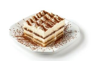 Tiramisu cake isolated on a white background photo