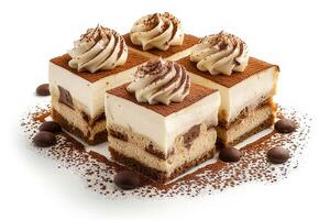 Tiramisu cake isolated on a white background photo