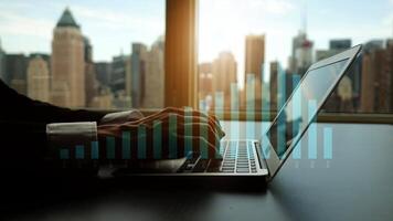 Analyzing Corporate Business Finance Data Charts on Computer Screen Display video