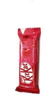 Medina, Saudi Arabia on February 29 2024. 2 finger KitKat chocolate with raspberry blast flavor photo