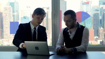 Conversation of Male Business Partners Meeting Cooperating and Analyzing video