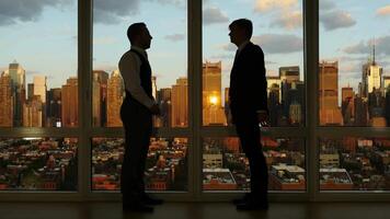 Conversation of Male Business Partners Meeting Cooperating and Analyzing video