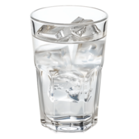 Glass with Ice Cube in Water on Clear Background png