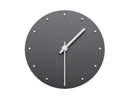 Simple clock gray half past one o'clock Modern Minimal Clock. 3D illustration png