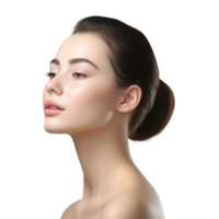 gesund Frauen kosmetisch Modell- Porträt auf transparent Hintergrund png
