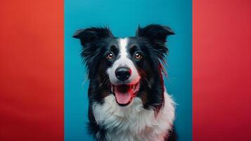 Portrait of a border collie dog on a colored background. Neural network photo