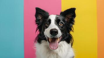 Portrait of a border collie dog on a colored background. Neural network photo