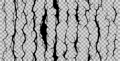 Seamless broken wall crack, cleft and crackles set vector