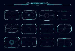 HUD aim control frames, sci fi game ui interface vector