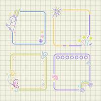 adorable cat and butterfly paper notes design for journal element vector