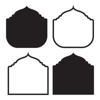 Set Of Islamic Shape Frame Badge Silhouettes For Ramadan And Eid vector